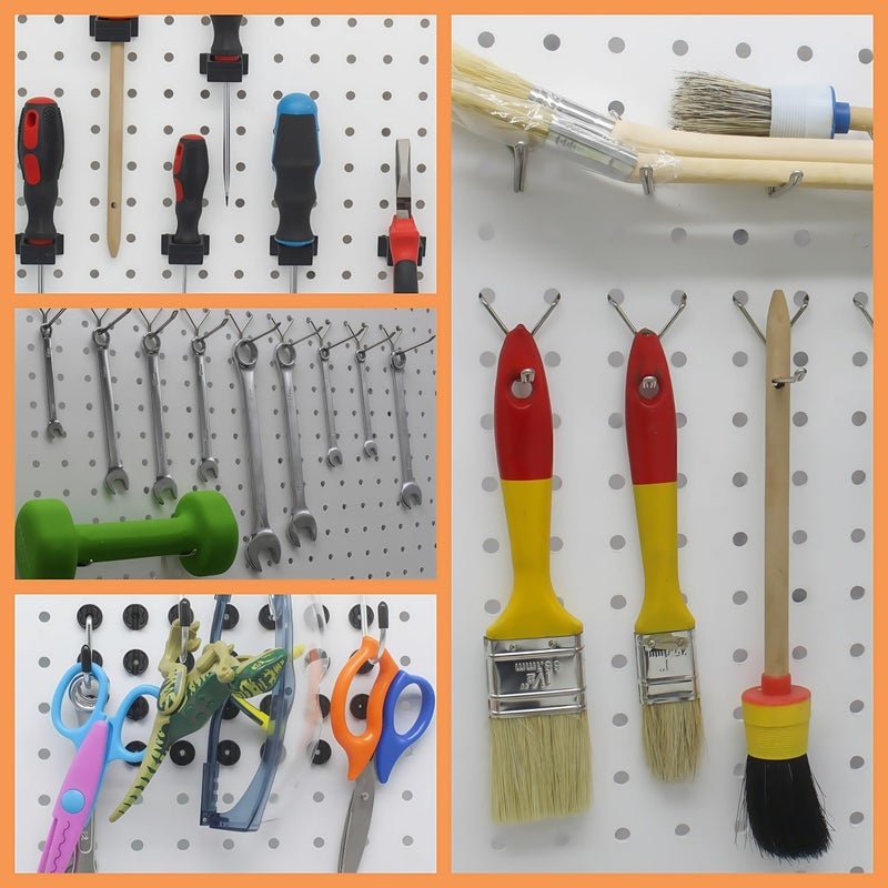 Calx 338PCS Pegboard Hooks Organizer Kit, Fit 1/8 or 1/4 inch Peg Board with Storage Bins, Pegboard Assortment Hooks Accessories Tool Hanging Storage for Garage, Kitchen, Bathroom (338) - Image 5